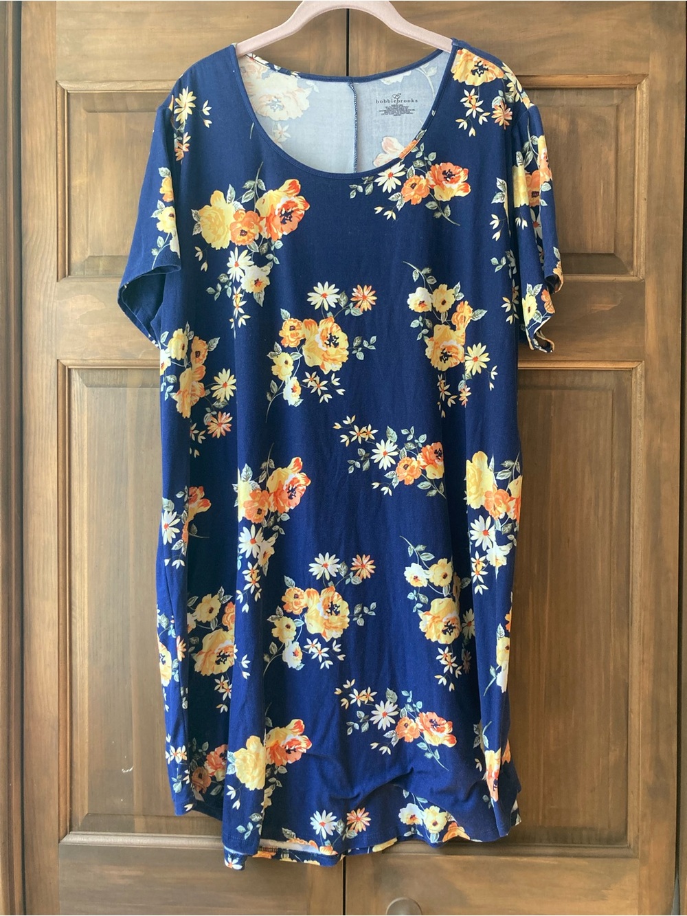 Bobbie Brooks Soft & Stretchy Blue & Yellow Floral Print Dress 2X